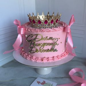 Торт с короной и блестками для девочки «Рафаэлло-малина»